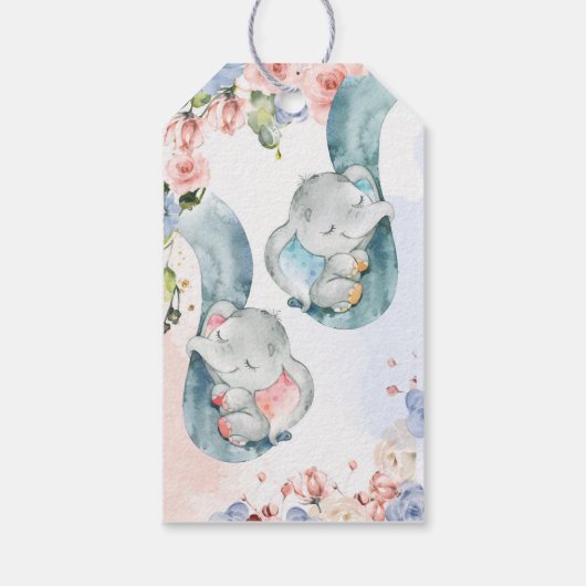 Olifant Gender Reveal Dank u Label Cadeaulabel (Achterkant)