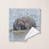 Olifant genieten van een bad bad handdoek (Wasdoekje)