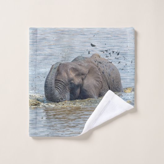 Olifant genieten van een bad bad handdoek (Wasdoekje)