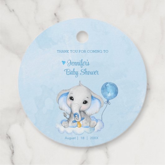 Olifant gepersonaliseerd dank u Baby shower Bedankjes Labels (Achterkant)