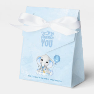 Olifant gepersonaliseerde jongens Baby shower Bedankdoosjes