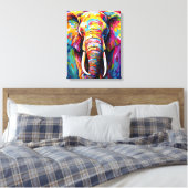 Olifant geschilderd in heldere kleuren canvas afdruk (Insitu (Slaapkamer))