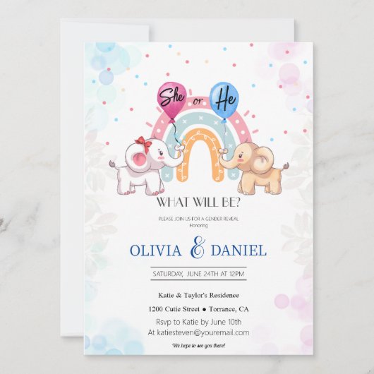 Olifant geslacht Geslacht Reveal Uitnodiging" Kaart (Voorkant)
