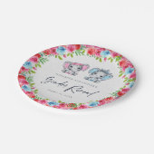 Olifant Geslacht Onthullen Baby shower Blauw en Ro Papieren Bordje (Gekanteld)