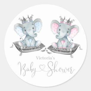 Olifant geslacht onthulling baby shower  ronde sticker