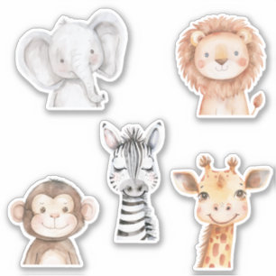 Olifant Giraffe Leeuw Aap Zebra  Sticker