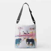 Olifant, Giraffe Sunset Art gepersonaliseerd Crossbody Tas (Voorkant)