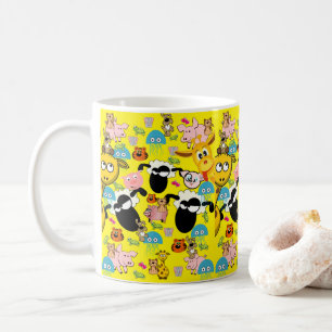 Olifant, Giraffe, Varkens, Honden Gele Mok