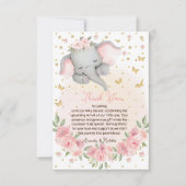 Olifant Glitter Botanische Blush Roze Bedankkaart (Voorkant)