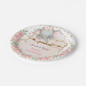 Olifant Gold Glitter Roze Baby shower Papieren Bordje (Gekanteld)
