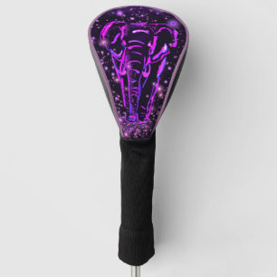 Olifant Golf Head Hoesje in Paarse roze nacht Golfheadcover
