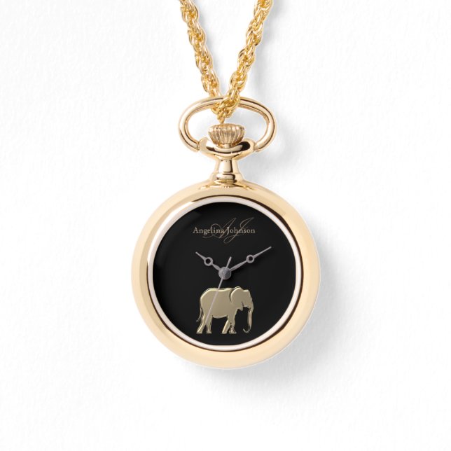 Olifant Gouden Monogram Horloge (Voorkant)