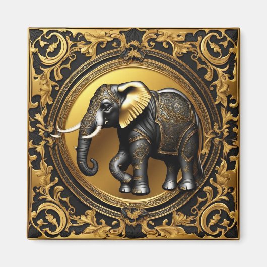 Olifant gouden sierlijke lijst magneet (Voorkant)