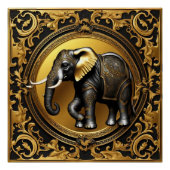 Olifant gouden sierlijke lijst perfect poster (Voorkant)