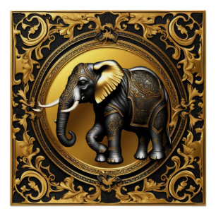 Olifant gouden sierlijke lijst perfect poster