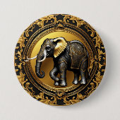 Olifant gouden sierlijke lijst ronde button 7,6 cm (Voorkant)