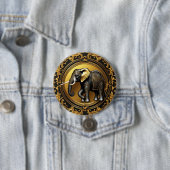 Olifant gouden sierlijke lijst ronde button 7,6 cm (In situ)