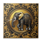 Olifant gouden sierlijke lijst tegeltje (Voorkant)