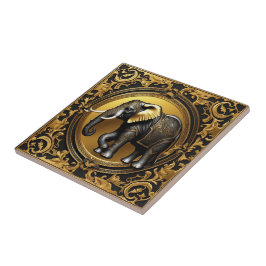 Olifant gouden sierlijke lijst tegeltje