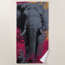Olifant Graffiti Pop Art Portret Strandlaken