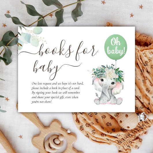 Olifant Green Balloon Greenery Boeken voor Baby Informatiekaartje