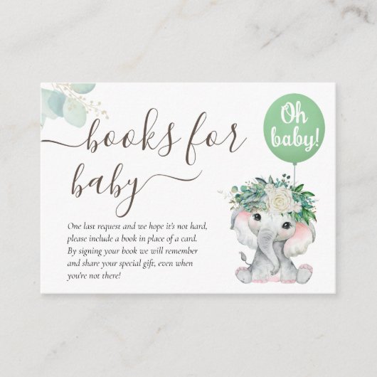 Olifant Green Balloon Greenery Boeken voor Baby Informatiekaartje (Voorkant)