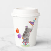 Olifant grijs kunst baby shower circus custom papieren bekers (Achterkant)