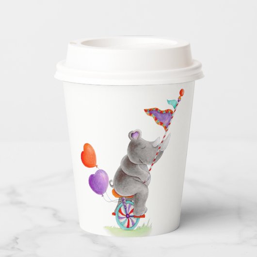 Olifant grijs kunst baby shower circus custom papieren bekers (Achterkant)