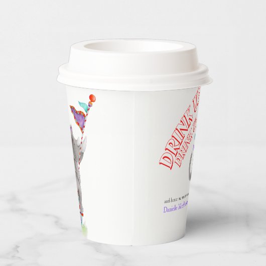 Olifant grijs kunst baby shower circus custom papieren bekers (Rechts)