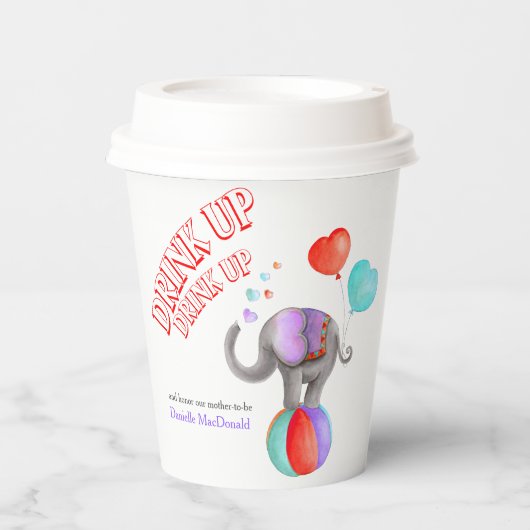 Olifant grijs kunst baby shower circus custom papieren bekers (Voorkant)