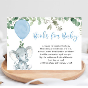 Olifant groen blauwe ballon boeken voor baby encl informatiekaartje