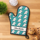 Olifant groen en wit gepersonaliseerde cartoon ovenwant (Top down)