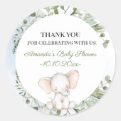Olifant groen jongen Baby shower Ronde Sticker (Voorkant)
