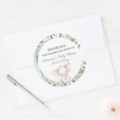 Olifant groen jongen Baby shower Ronde Sticker (Envelop)