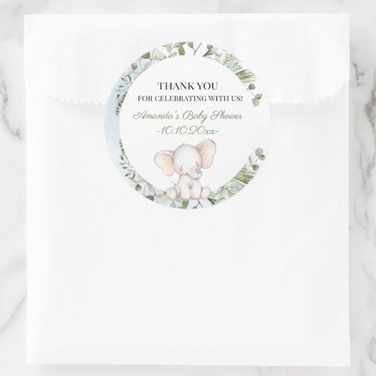 Olifant groen jongen Baby shower Ronde Sticker (Tas)