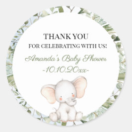 Olifant groen jongen cirkel jongen Baby shower Ronde Sticker