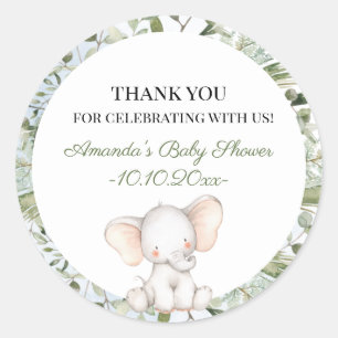 Olifant groen jongen cirkel jongen Baby shower Ronde Sticker