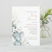 Olifant Groene Baby Shower Kaart (Staand voorkant)