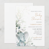 Olifant Groene Baby Shower Kaart (Voorkant / Achterkant)