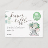 Olifant Groene Ballon Baby shower Luier Raffle Informatiekaartje (Voorkant)