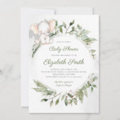 Olifant Groene Bladeren Baby Shower Uitnodiging (Voorkant)