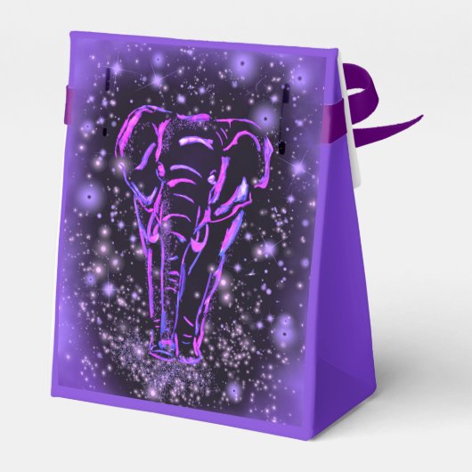 Olifant gunst doos in Paarse roze Sterrennacht Bedankdoosjes (Achterkant)