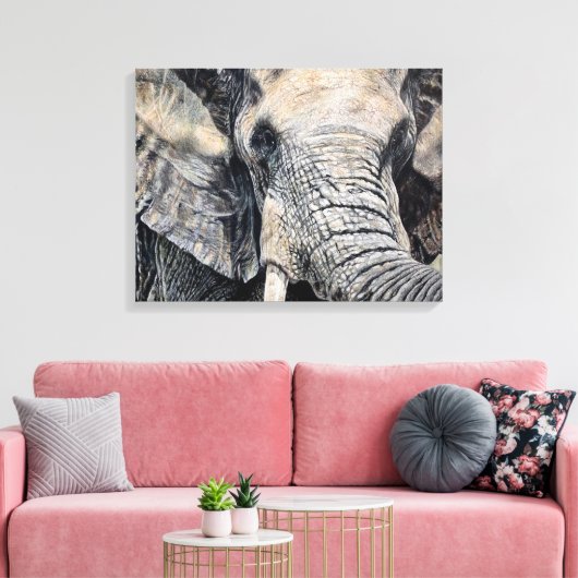 Olifant Hand-getrokken Potlood Crayon Art Canvas P (Insitu (Woonkamer))