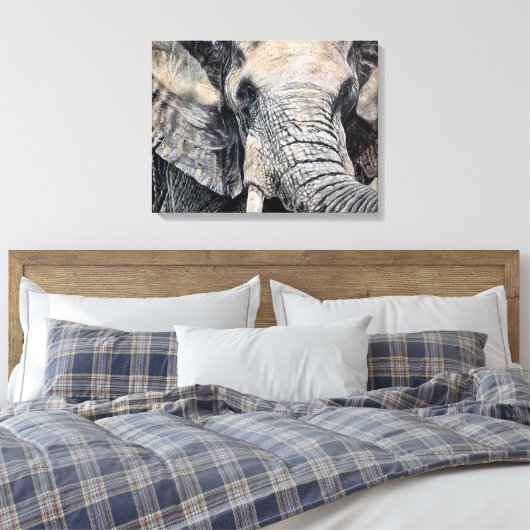Olifant Hand-getrokken Potlood Crayon Art Canvas P (Insitu (Slaapkamer))