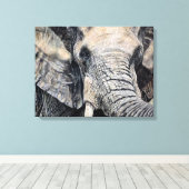 Olifant Hand-getrokken Potlood Crayon Art Canvas P (Insitu (Houten vloer))