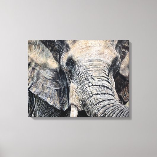 Olifant Hand-getrokken Potlood Crayon Art Canvas P Afdruk (Voorkant)