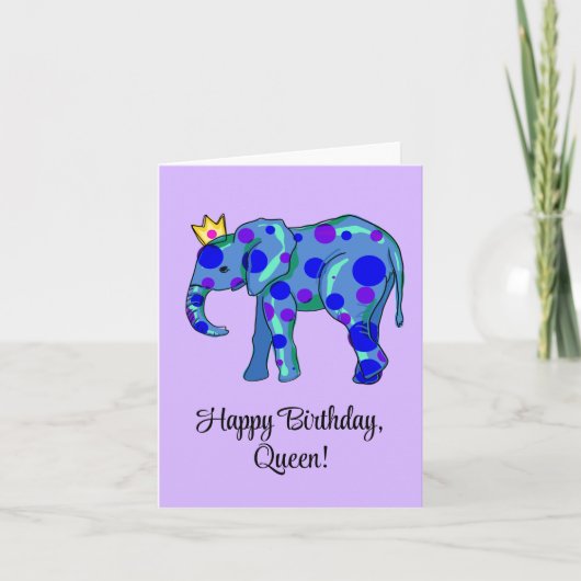 Olifant Happy Birthday Queen Birthday Kaart (Voorkant)