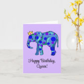 Olifant Happy Birthday Queen Birthday Kaart (Gele Bloem)