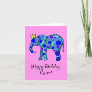 Olifant Happy Birthday Queen Birthday Kaart