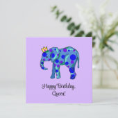 Olifant Happy Birthday Queen Flat Kaart (Staand voorkant)